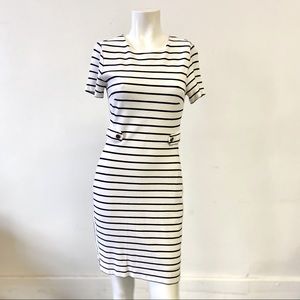 Banana Republic white with navy stripes fully lined dress-sz 0